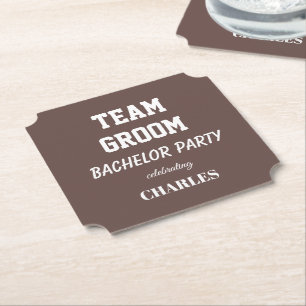 Team Groom Taupe Junggesellenabschied Untersetzer