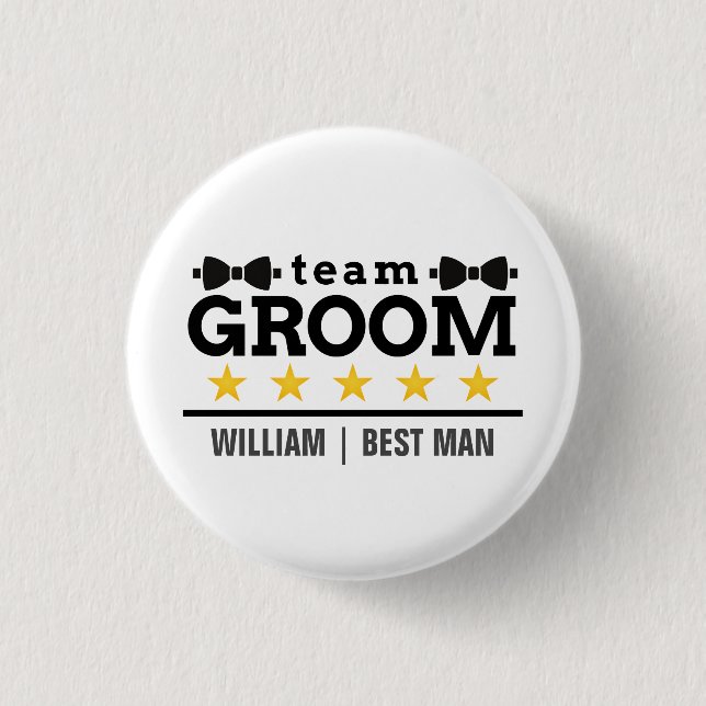 Team Groom | TRAUZEUGE | Bachelor | SCHWARZ-WEISS Button (Vorderseite)