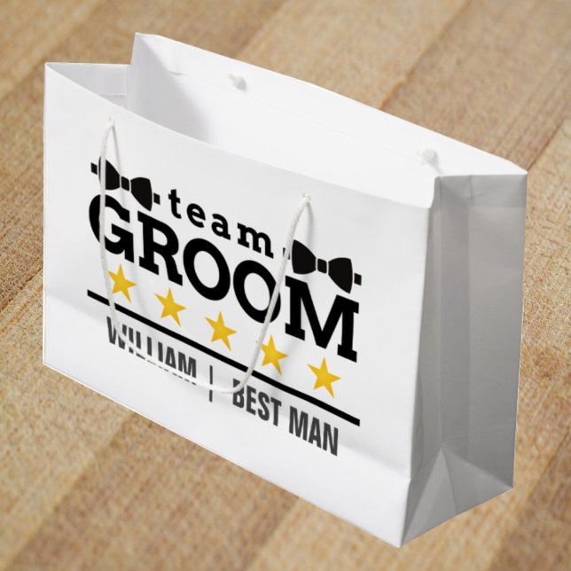 Team Groom | TRAUZEUGE | Bachelor | SCHWARZ-WEISS Große Geschenktüte (Von Creator hochgeladen)
