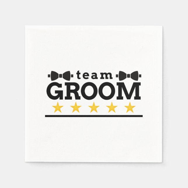 Team Groom | TRAUZEUGE | Bachelor | SCHWARZ-WEISS Serviette (Vorderseite)