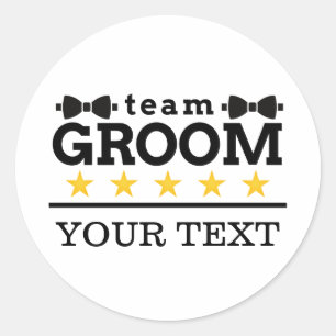 Team Groom   Trauzeuge   Junggeselle   Schwarz Wei Runder Aufkleber