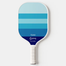 Team Groom Wedding Party Blue Strip Personalisiert Pickleball Schläger