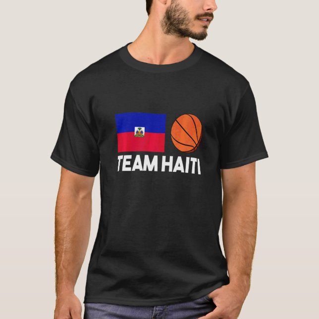 Team Haiti Haitianische Flagge Basketball Fan 3 T-Shirt (Vorderseite)