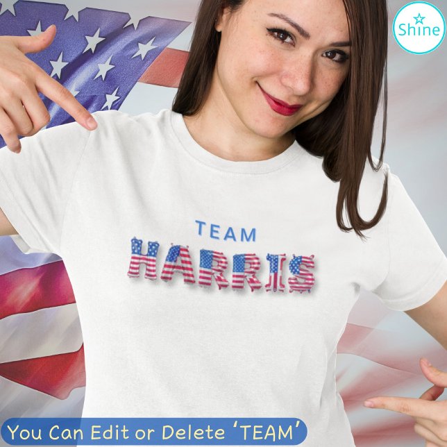 TEAM HARRIS Kamala Harris US Flag Balloon Alphabet T-Shirt (Von Creator hochgeladen)