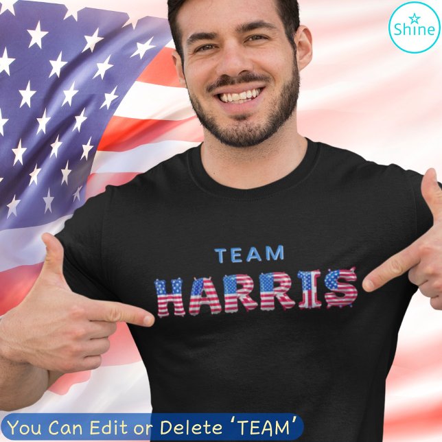 TEAM HARRIS Kamala Harris US Flag Balloon Alphabet T-Shirt (Von Creator hochgeladen)