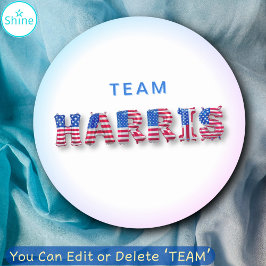 TEAM HARRIS Kamala Harris USA Flag Balloon Letters Runder Aufkleber