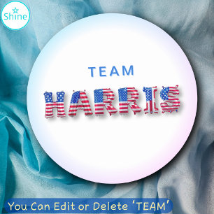 TEAM HARRIS Kamala Harris USA Flag Balloon Letters Runder Aufkleber