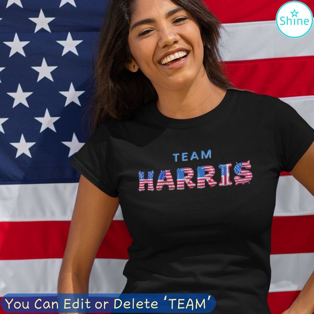 TEAM HARRIS Kamala Harris USA Flag Balloon Letters T-Shirt (Von Creator hochgeladen)