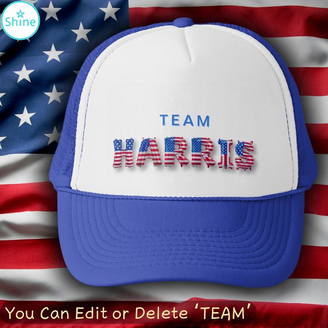 TEAM HARRIS Kamala Harris USA Flag Balloon Letters Truckerkappe (Von Creator hochgeladen)