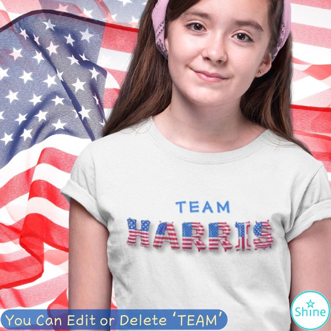 TEAM HARRIS US Flag Balloon Letters Kamala Harris T-Shirt (Von Creator hochgeladen)