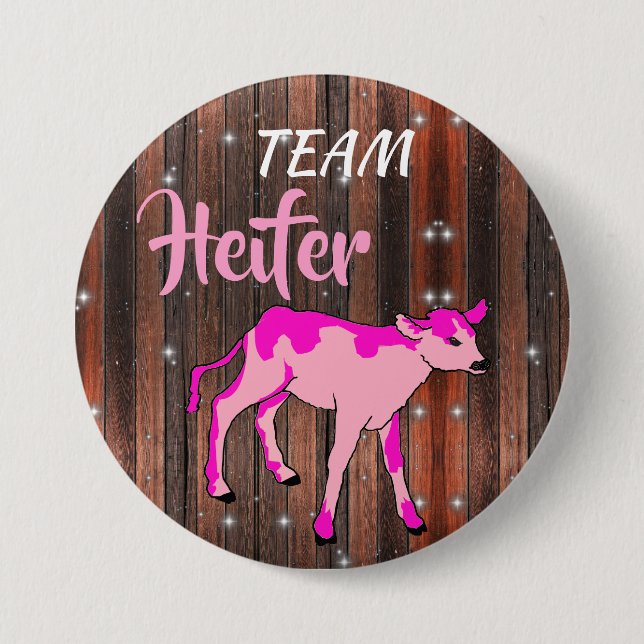"Team Heifer" - Rosa Gender-Darstellung Button (Vorderseite)