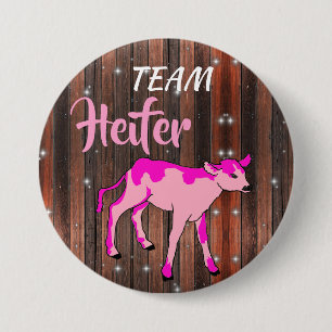 "Team Heifer" - Rosa Gender-Darstellung Button