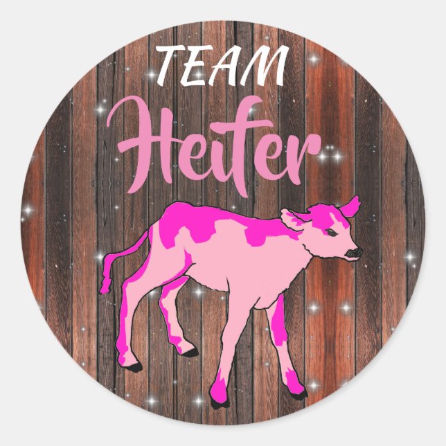 "Team Heifer" - Rosa Gender-Darstellung Runder Aufkleber (Vorderseite)