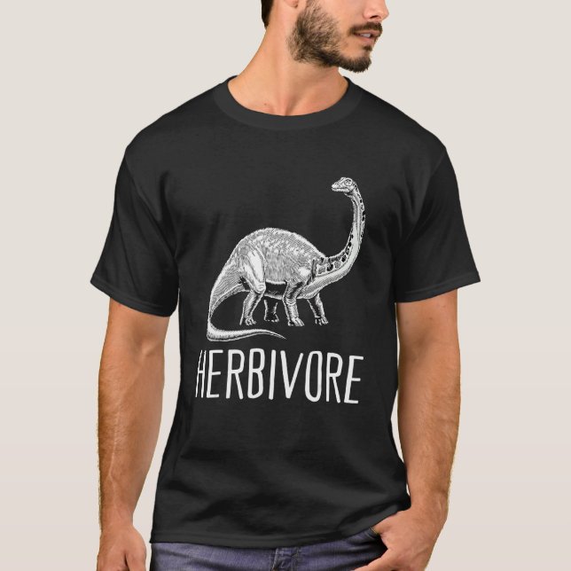 Team Herbivore Vegan Brontosaurus Vegetarian Plant T-Shirt (Vorderseite)