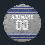 Team Jersey mit Individuelle Name und Nummer Dartscheibe<br><div class="desc">Silver Gray and Blue Farben — Wenn Sie Fantasy Football Team Besitzer sind,  machen Sie Ihre eigenen Produkte und zeigen Sie Ihren Freunden! Oder - Spielst du High School Football und will ein Memento? Dieses Jersey Design ist perfekt für jeden,  der Sport spielt.</div>