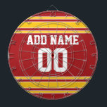 Team Jersey mit Name und Nummer Dartscheibe<br><div class="desc">Rot und Gelb — Wenn Sie Fantasy Football-Team-Besitzer sind,  stellen Sie Ihre eigenen Produkte her und zeigen Sie Ihren Freunden! Oder - Spielst du High School Football und will ein Memento? Dieses Jersey Design ist perfekt für jeden,  der Sport spielt.</div>