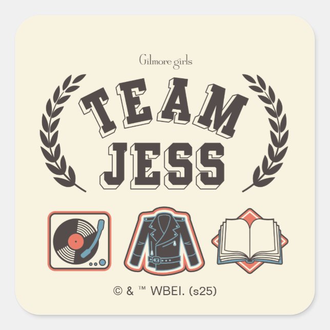 Team Jess Gilmore Girls Design Quadratischer Aufkleber (Vorderseite)