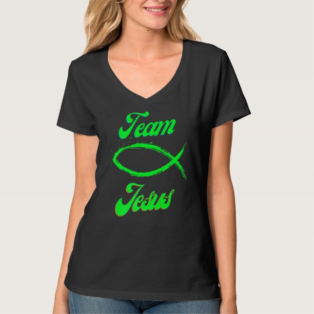 Team Jesus Fischen Christlicher Glaube Jesus Gott  T-Shirt (Vorderseite)