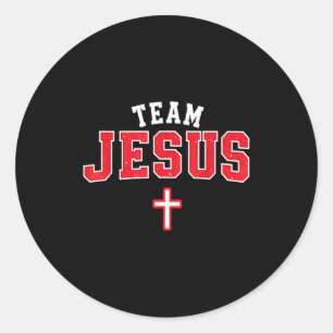 Team Jesus - Lustiges christliches Kreuz-Emblem Gl Runder Aufkleber