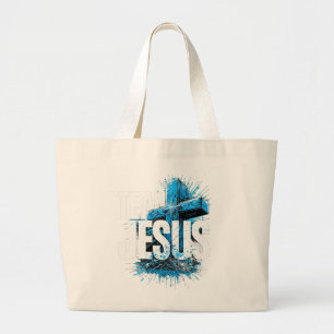 Team Jesus Tote Bag Christliches Cross Design Jumbo Stoffbeutel