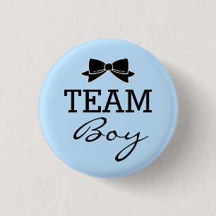 Team-Jungen-Babyparty blau und schwarz Button