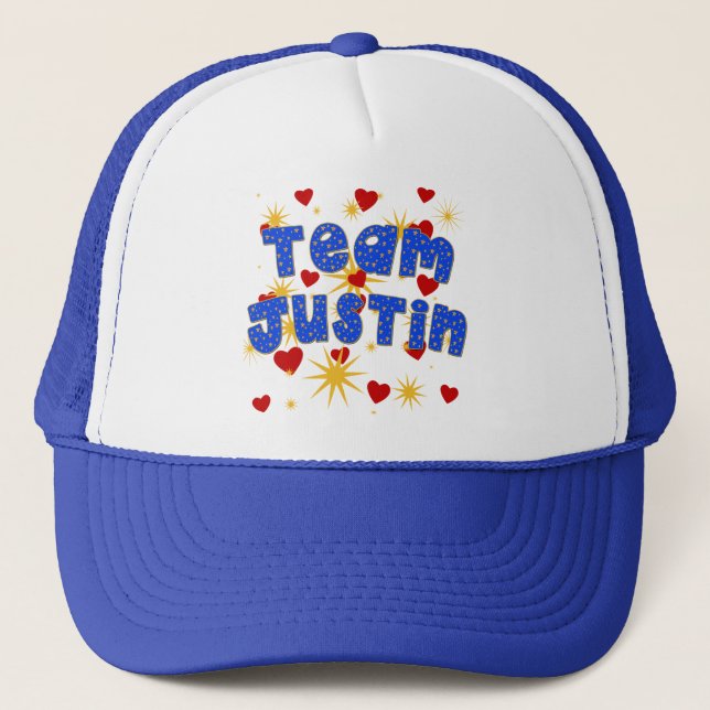 TEAM JUSTIN! T - Shirts für Kinder und Erwachsene Truckerkappe (Vorderseite)