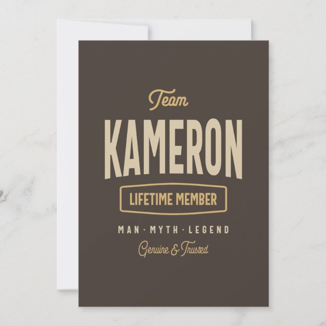 Team Kameron Lifetime Personalisiert Name Einladung (Vorderseite)