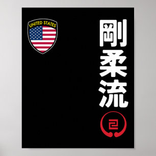 Team Karate Goju Ryu Usa Flag Kanji Japanisch Mart Poster