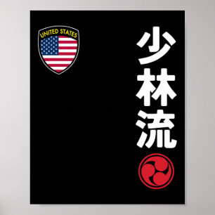 Team Karate Shorin Ryu USA-Flagge japanische Kampf Poster