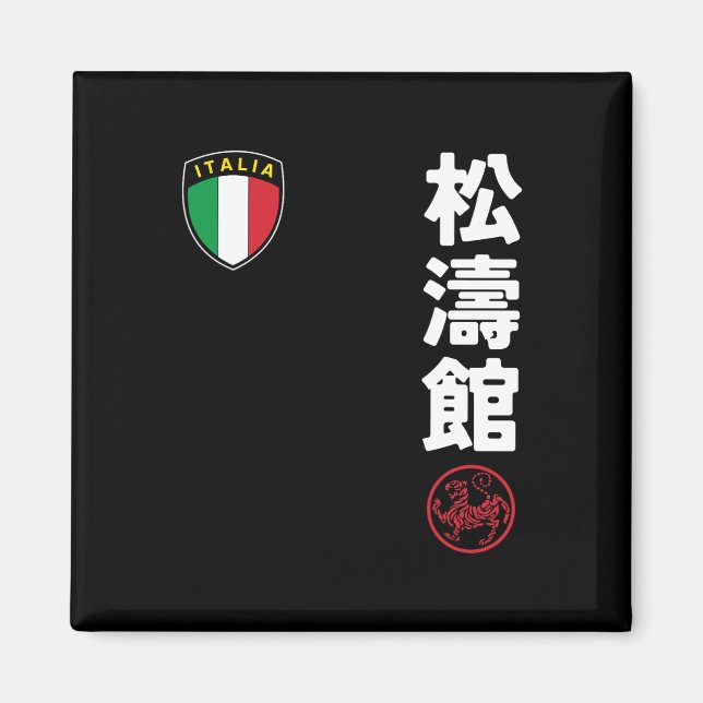 Team Karate Shotokan Italien Flaggen Kanji Japanis Magnet (Vorne)
