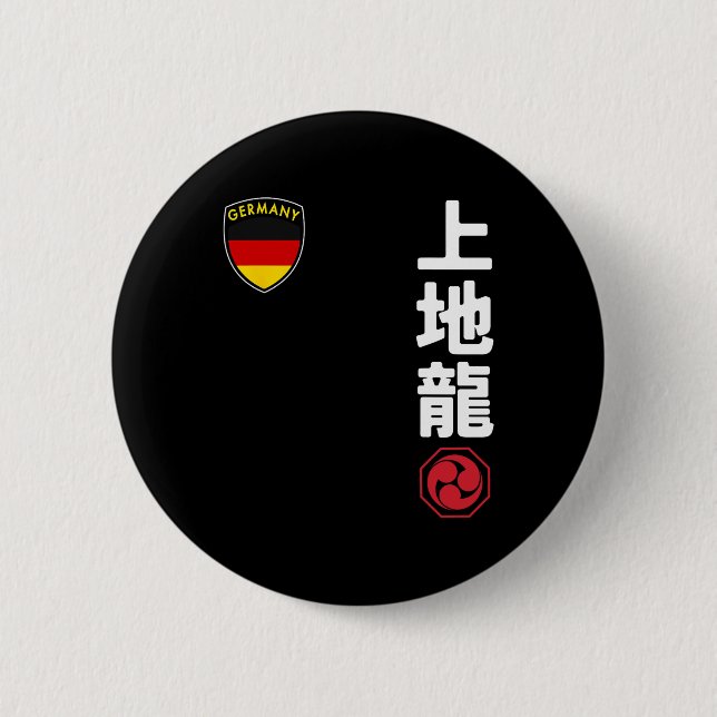 Team Karate Uechi Ryu Deutsche Flagge Japanisches  Button (Vorderseite)