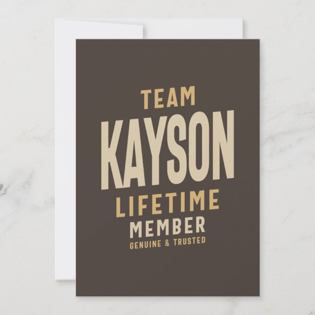 Team Kayson Lifetime Personalisiert Name Einladung (Vorderseite)