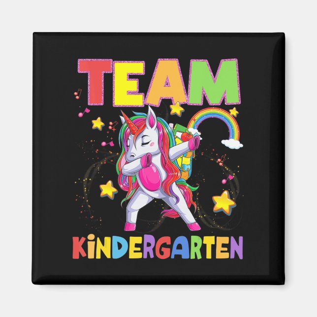 Team Kindergarten Dabbing Unicorn Zurück zur Schul Magnet (Vorne)