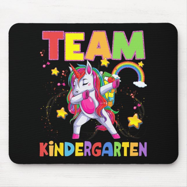 Team Kindergarten Dabbing Unicorn Zurück zur Schul Mousepad (Vorne)