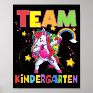 Team Kindergarten Dabbing Unicorn Zurück zur Schul Poster