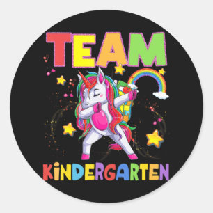 Team Kindergarten Dabbing Unicorn Zurück zur Schul Runder Aufkleber