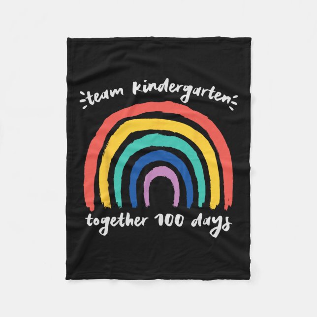 Team Kindergarten Gemeinsam 100 Tage Regenbogenleh Fleecedecke (Vorderseite)