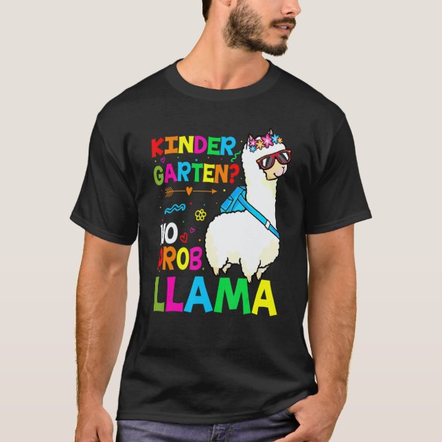 Team Kindergarten Teacher Rainbow No Prob Llama 10 T-Shirt (Vorderseite)