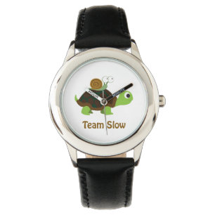 Team Langsam Süße Cartoon-Schildkröte und Schnecke Armbanduhr