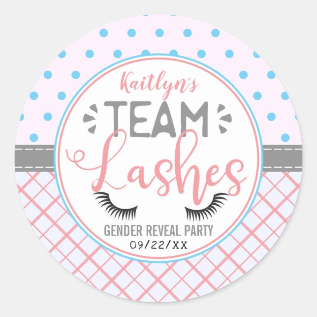 "Team Lashes" Modernes Party der Geschlechteroffen Runder Aufkleber (Vorderseite)