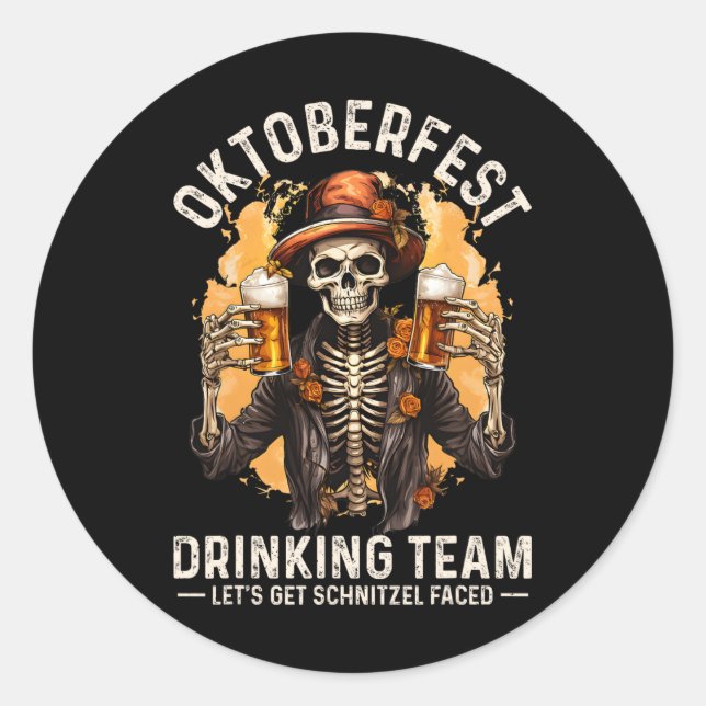 Team Lasse Get Schnitzel gegenüber Halloween Skele Runder Aufkleber (Vorderseite)