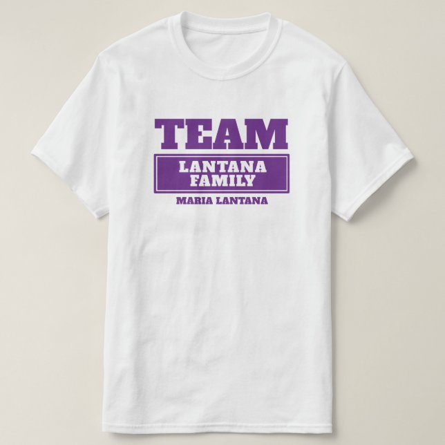 Team lila personalisierte Familie oder Gruppe T -  T-Shirt (Design vorne)