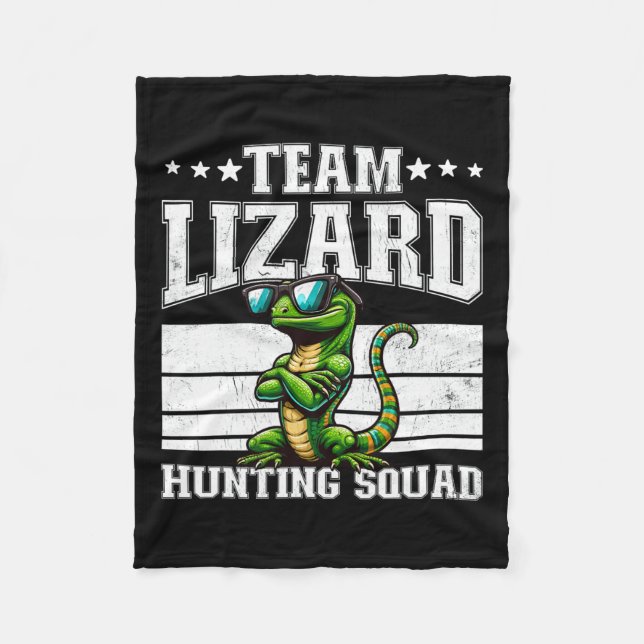Team Lizard Jagdkommad Funny Retro Gecko Lizard Fleecedecke (Vorderseite)