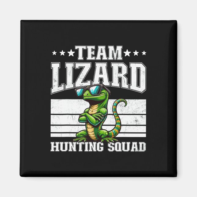 Team Lizard Jagdkommad Funny Retro Gecko Lizard Magnet (Vorne)