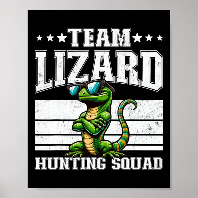 Team Lizard Jagdkommad Funny Retro Gecko Lizard Poster (Vorne)