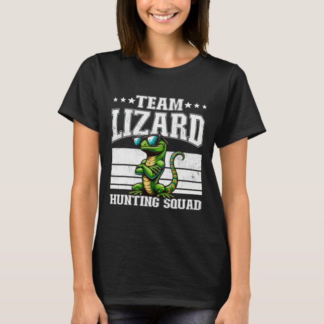 Team Lizard Jagdkommad Funny Retro Gecko Lizard T-Shirt (Vorderseite)