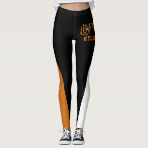 Team & Lüfter Orange/Schwarz/Weiß-Maskottchen Leggings