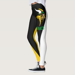 Team & Lüfter Schwarz/Grün/Gold/Weiß-Maskottchen Leggings