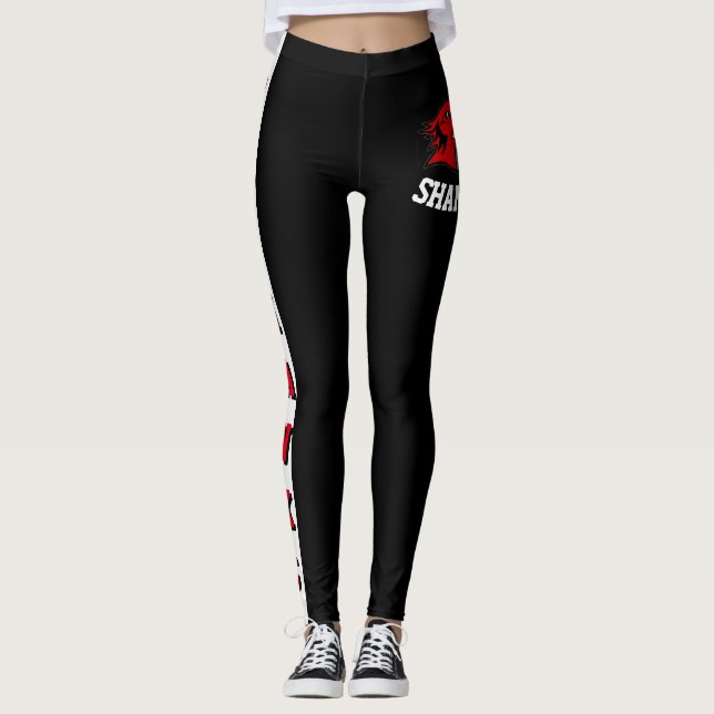 Team & Lüfter Schwarz/Rot/Weiß-Maskottchen Leggings (Vorderseite)