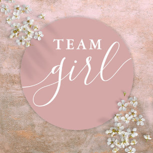 Team Mädchen Dusty Rose Pink Geschlecht Enthüllung Runder Aufkleber